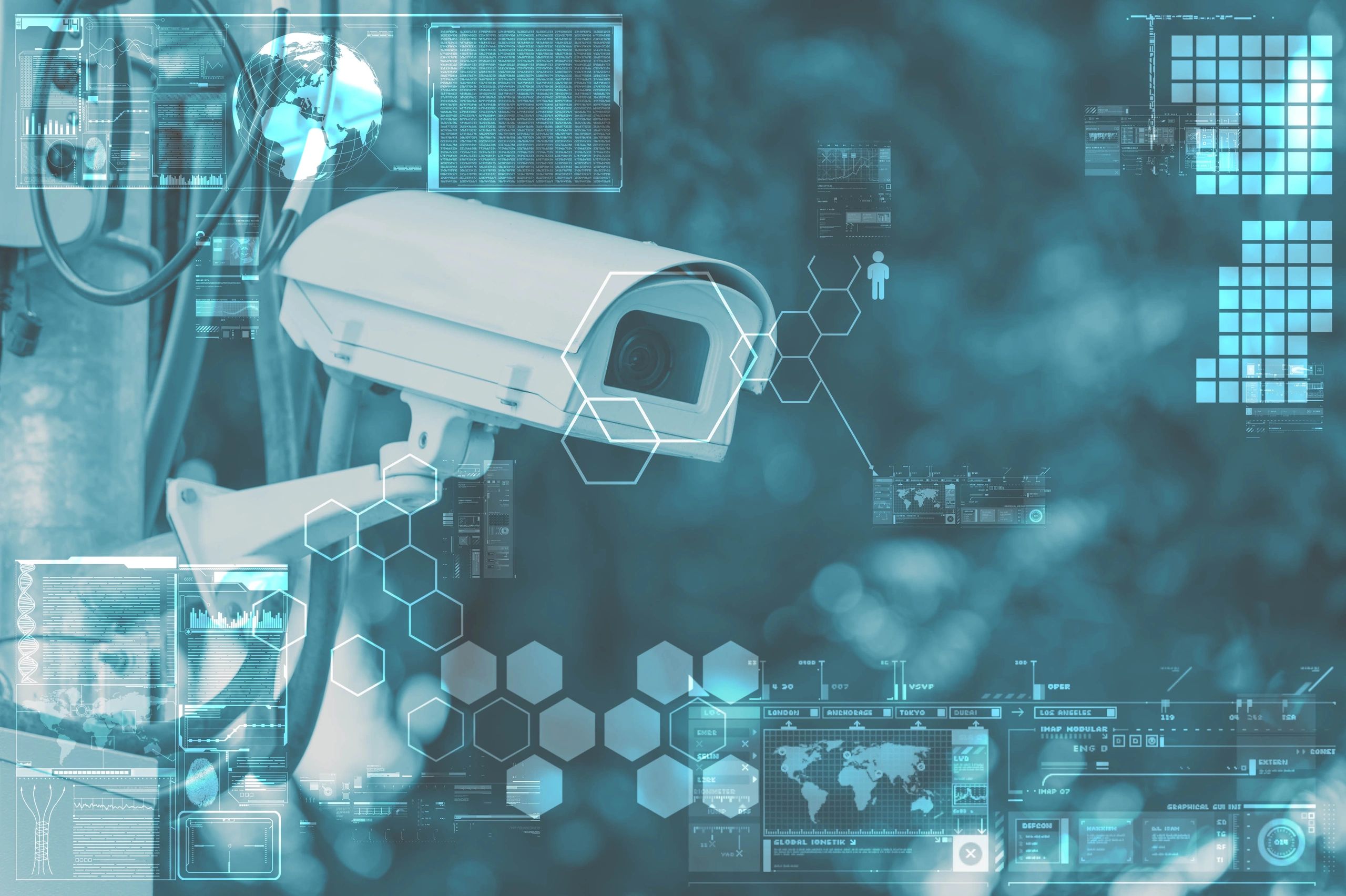 Modern CCTV camera display on screen